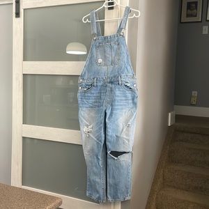 Jean overalls with side buttons